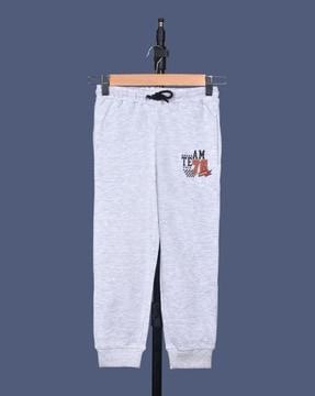 typographic print joggers with elasticated drawstring waist
