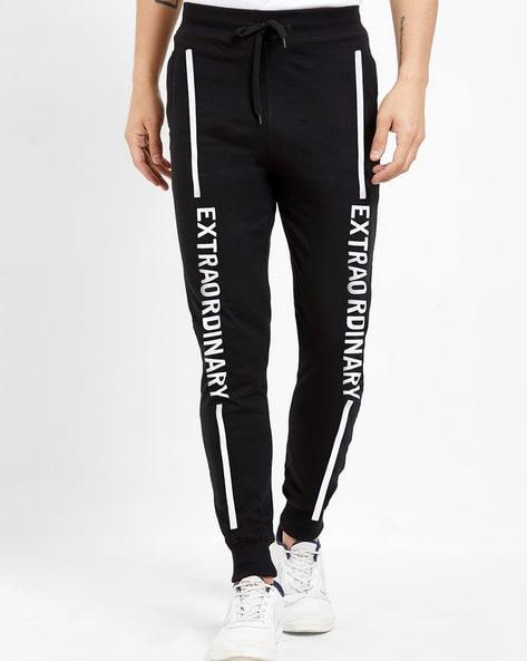 typographic print joggers with elasticated drawstring