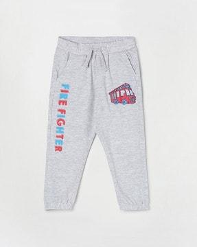 typographic print joggers with elasticated waist