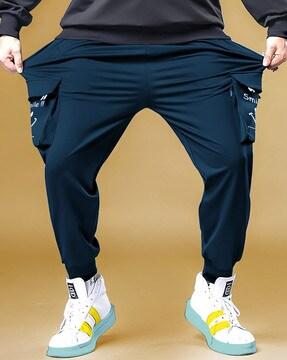 typographic print joggers with elasticated waist
