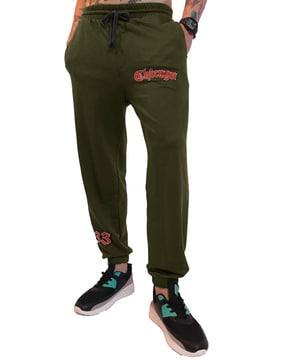 typographic print joggers with elasticated waist