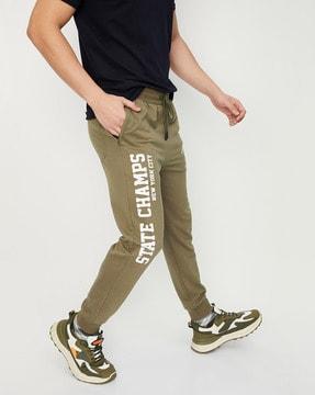 typographic print joggers with elasticated waist