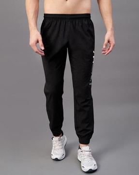 typographic print joggers with elasticated waist