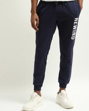 typographic print joggers with insert pockets