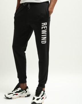 typographic print joggers with insert pockets