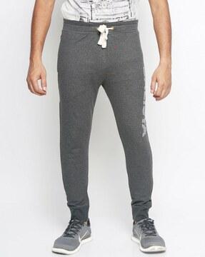 typographic print joggers with tie-up