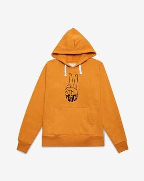 typographic print kangaroo pocket hoodie