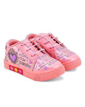typographic print lace-up casual shoes