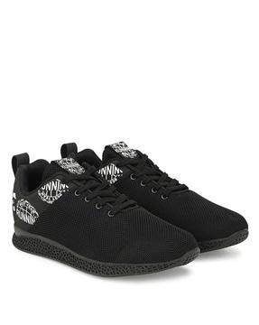 typographic print lace-up sports shoes