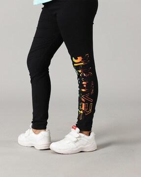 typographic print leggings with elasticated waist