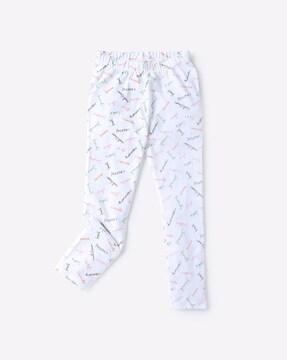 typographic print leggings with elasticated waist