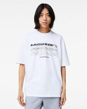 typographic print loos fit crew-neck t-shirt