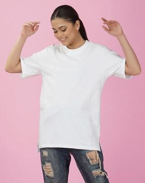 typographic print loose fit crew-neck t-shirt