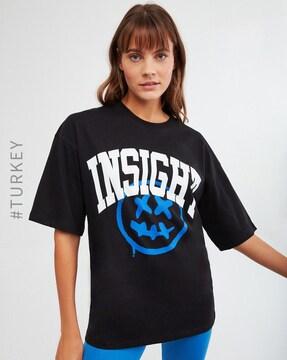 typographic print loose fit crew-neck t-shirt