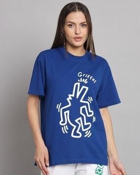 typographic print loose fit crew-neck t-shirt