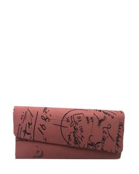 typographic print multipurpose pouch with asymmetrical closure