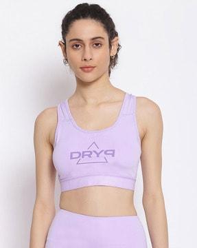 typographic print non-wired sports bra