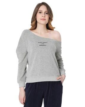 typographic print off-shoulder sweatshirt