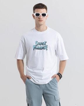 typographic print oversized crew-neck t-shirt