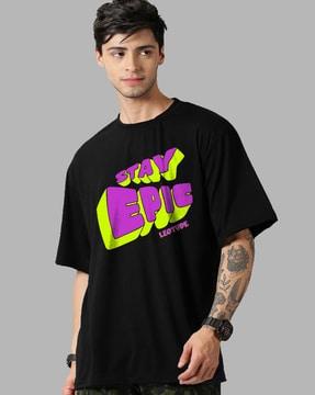 typographic print oversized fit crew-neck t-shirt