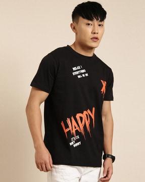 typographic print oversized fit crew-neck t-shirt