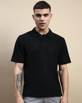 typographic print oversized polo t-shirt