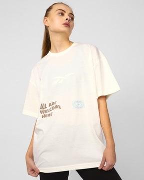 typographic print oversized round-neck t-shirt