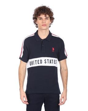 typographic print polo t-shirt