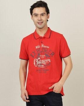 typographic print polo t-shirt