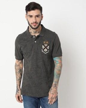 typographic print polo t-shirt