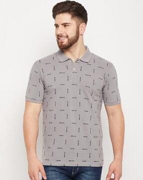 typographic print polo t-shirt