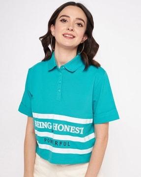 typographic print polo t-shirt