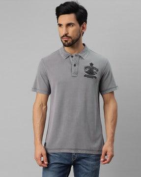 typographic print polo t-shirt