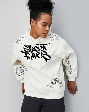 typographic print regular fit hoodie