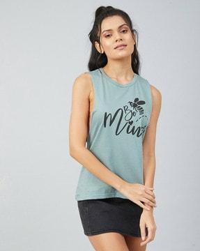 typographic print relaxed fit crew-neck t-shirt