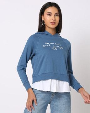 typographic print relaxed fit hoodie