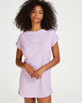 typographic print round-neck nightshirt