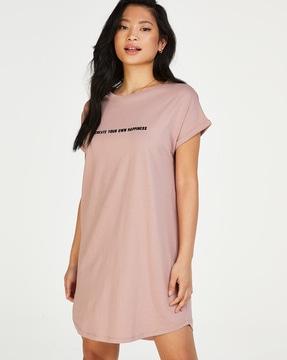 typographic print round-neck nightshirt