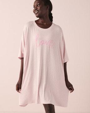 typographic print round-neck nightshirt