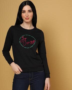 typographic print round-neck sweatshirt