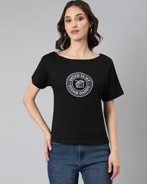 typographic print round neck t-shirt