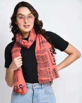 typographic print scarf