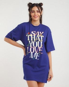 typographic print shift dress