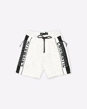 typographic print shorts with drawstring waist