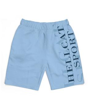 typographic print shorts with elasticated waist