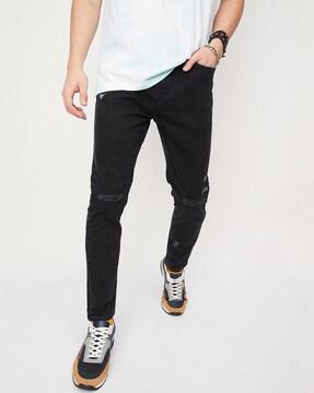 typographic print skinny jeans