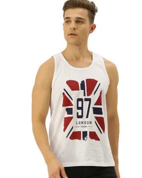 typographic print sleeveless t-shirt