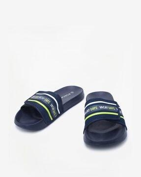 typographic print slides flip flops