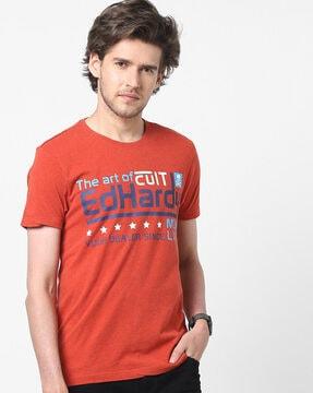 typographic print slim fit crew-neck t-shirt