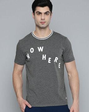 typographic print slim fit crew-neck t-shirt